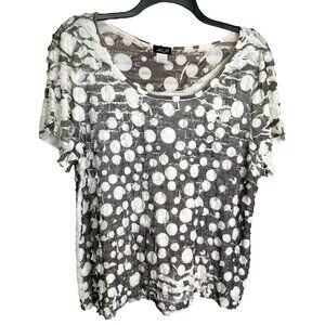 Ashley Jill Vtg. Womens Black and White Polka Dot Ruffled Knit Top Size 3X Fairy